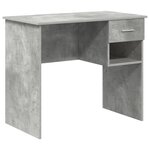 vidaXL Bureau avec rangement Gris béton 90x49.5x75 cm Bois ingénierie