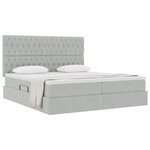 vidaXL Lit de Rangement avec matelas Gris clair 180 x 200 cm Velours