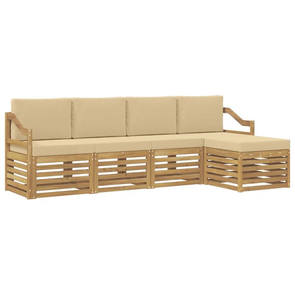 vidaXL Ensemble de canapés d'extérieur 5 Pièces Blanc et Beige Polyester