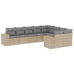 vidaXL Salon de jardin avec coussins 9 Pièces beige résine tressée