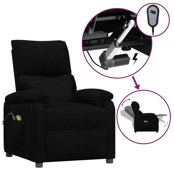 vidaXL Fauteuil électrique de massage Noir Tissu