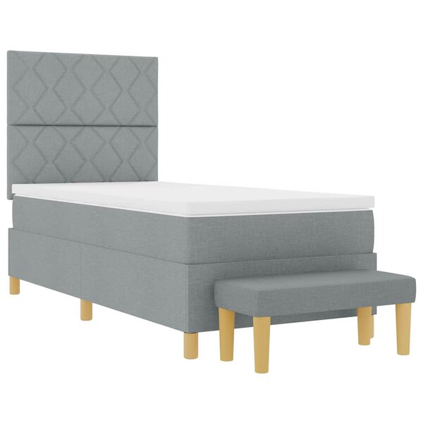 vidaXL Lit à ressorts avec matelas Gris clair 90 x 200 cm tissu