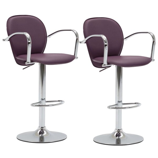 vidaXL Tabourets de bar avec accoudoir lot de 2 violet similicuir
