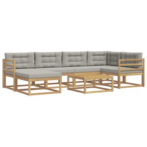 vidaXL Ensemble de canapés d'extérieur 7 Pièces Blanc et gris clair