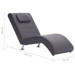 vidaXL Chaise longue avec oreiller Gris Similicuir