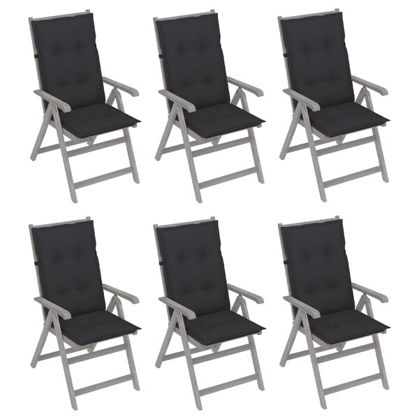 vidaXL Chaises inclinables de jardin 6 Pièces avec coussins Bois d'acacia