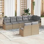 vidaXL Ensemble de canapé de jardin 8 Pièces Beige Poly rotin