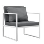 Salon de jardin ensemble de jardin table basse avec canapé et chaises extérieures métal verre polyester blanc 03_0003586
