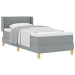 vidaXL Lit à ressorts avec matelas Gris clair 190 x 90 cm Polyester