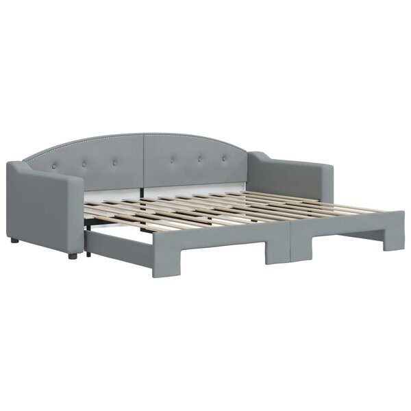 vidaXL Lit de jour avec lit gigogne gris clair 90x200 cm tissu