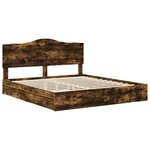 vidaXL Lit de Rangement Chêne fumé 180 x 200 cm Bois d'ingénierie