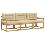 vidaXL Ensemble de canapés d'extérieur 3 pc Blanc et Beige Polyester