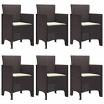 vidaXL Ensemble de salle à manger pour jardin 7 Pièces Marron Rattan Polt
