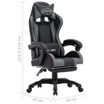 vidaXL Fauteuil de jeux vidéo avec repose-pied Gris et noir Similicuir
