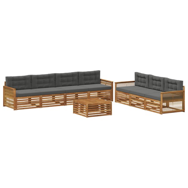 vidaXL Ensemble de canapés d'extérieur 8 Pièces Naturel et Anthracite