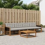 vidaXL Ensemble de canapés d'extérieur 5 Pièces Naturel et gris clair