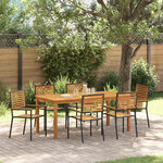 vidaXL Ensemble de salle à manger pour jardin 7 Pièces Noir Poly rotin