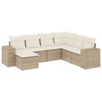 vidaXL Salon de jardin avec coussins 7 Pièces beige résine tressée