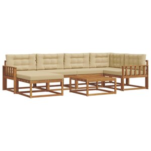 vidaXL Ensemble de canapés d'extérieur 7 Pièces Naturel et Beige
