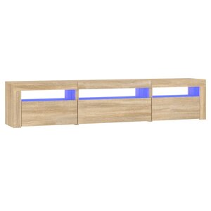 vidaXL Meuble TV avec lumières LED Chêne sonoma 195x35x40 cm