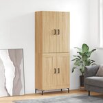 vidaXL Buffet haut Chêne sonoma 69 5x34x180 cm Bois d'ingénierie