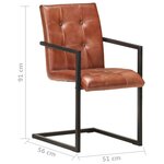 vidaXL Chaises à manger cantilever lot de 6 marron cuir véritable