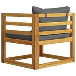 vidaXL Chaise de jardin avec coussins gris foncé Bois d'acacia massif