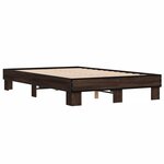 vidaXL Cadre de lit chêne marron 140x190 cm bois d'ingénierie et métal