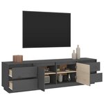 vidaXL Meuble TV Gris 176x37x47 5 cm Bois de pin massif