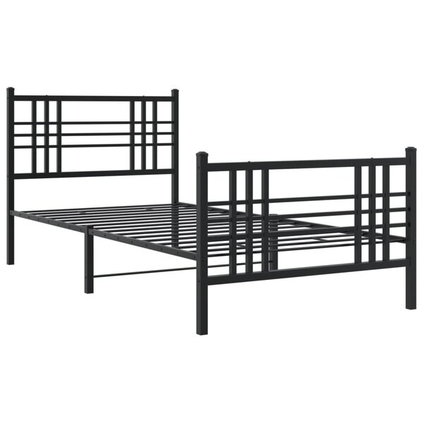 vidaXL Cadre de lit métal avec tête de lit/pied de lit noir 107x203 cm