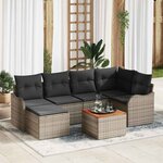 vidaXL Ensemble de canapé de jardin 7 Pièces Gris Poly rotin
