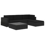 vidaXL Salon de jardin 5 Pièces avec coussins Résine tressée Noir