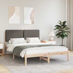 vidaXL Cadre de lit avec tête de lit rembourrée Taupe 140 x 200 cm