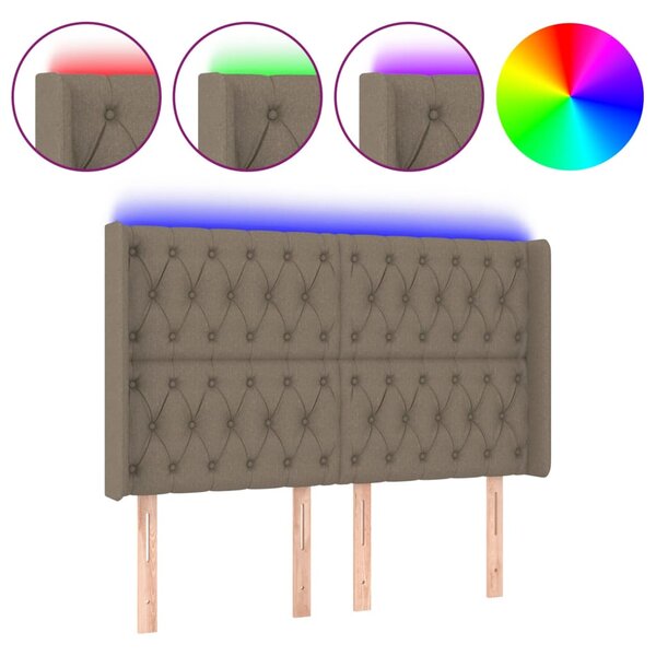 vidaXL Tête de lit à LED Taupe 163x16x118/128 cm Tissu
