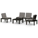 vidaXL Salon de jardin 4 Pièces avec coussins Plastique Gris