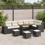 Ensemble de Canapés de Jardin vidaXL 10 pièces avec Coussins en Rotin Noir Acacia