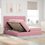 vidaXL Lit de rangement LED avec matelas Rose 200 x 200 cm Velours