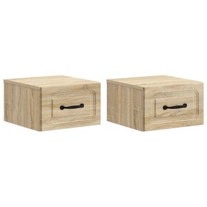 vidaXL Cabinet de chevet mural 2 Pièces Chêne Sonoma 34 5 x 33 x 20 cm