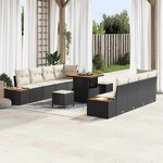 vidaXL Ensemble de canapé de jardin 11 Pièces Noir  Crème 80 x 80 x 71 cm