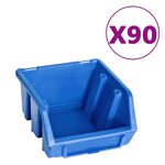 vidaXL Kit de bacs de stockage et panneaux muraux 96 Pièces Bleu et noir