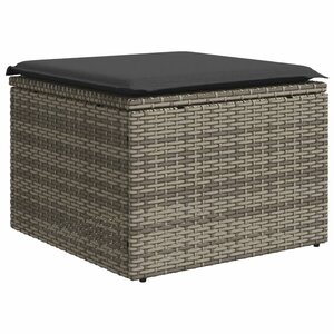 vidaXL Tabouret de jardin avec coussin gris 55x55x37 cm résine tressée