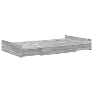 vidaXL Cadre de lit avec rangement Gris Sonoma 120 x 190 cm