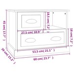 vidaXL Table de chevet chêne fumé 60x39x45 cm