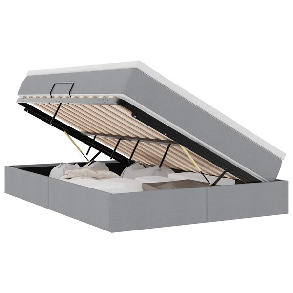 vidaXL Lit avec rangement et matelas Gris clair 140 x 190 cm Polyester