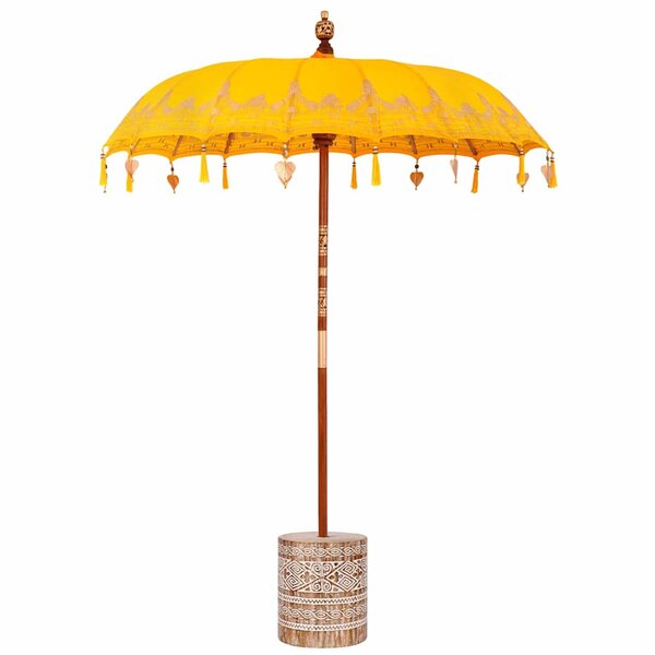 vidaXL Parasol balinais 260 Jaune 180-190 cm Coton et bois massif