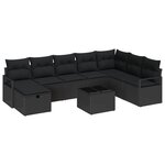 vidaXL Ensemble de canapé de jardin 8 Pièces Noir Poly rotin