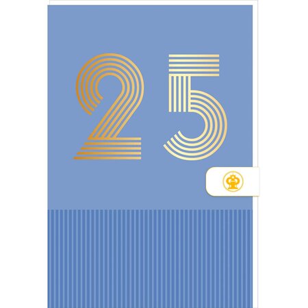 Carte D'anniversaire 25 Ans En Or - Bleu - A Message - Pour Homme