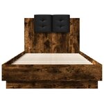 vidaXL Cadre de lit tête de lit et lumières LED chêne fumé 75x190 cm