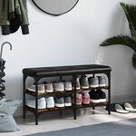 vidaXL Banc à chaussures chêne fumé 82x32x47 cm Bois d'ingénierie