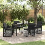vidaXL Ensemble de salle à manger pour jardin 5 Pièces Noir polyrotin